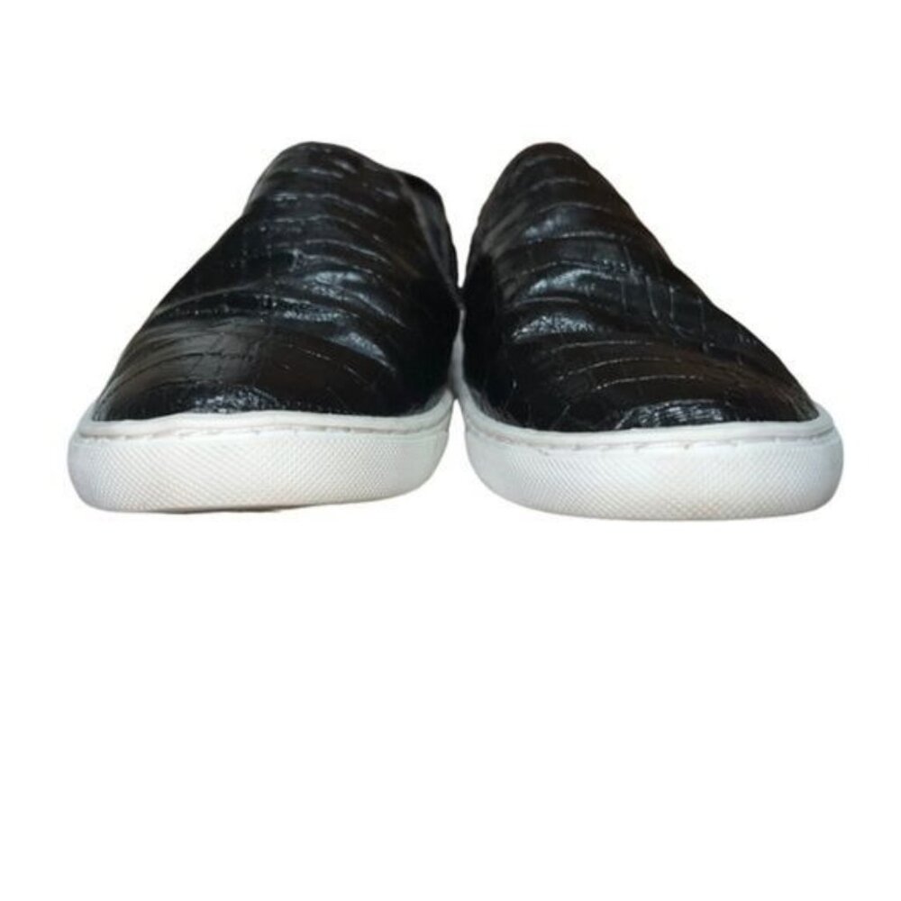 Schutz Slip-On Sneakers Womens 7.5 Black Faux Leather Crocodile Texture Casual - Picture 5 of 12